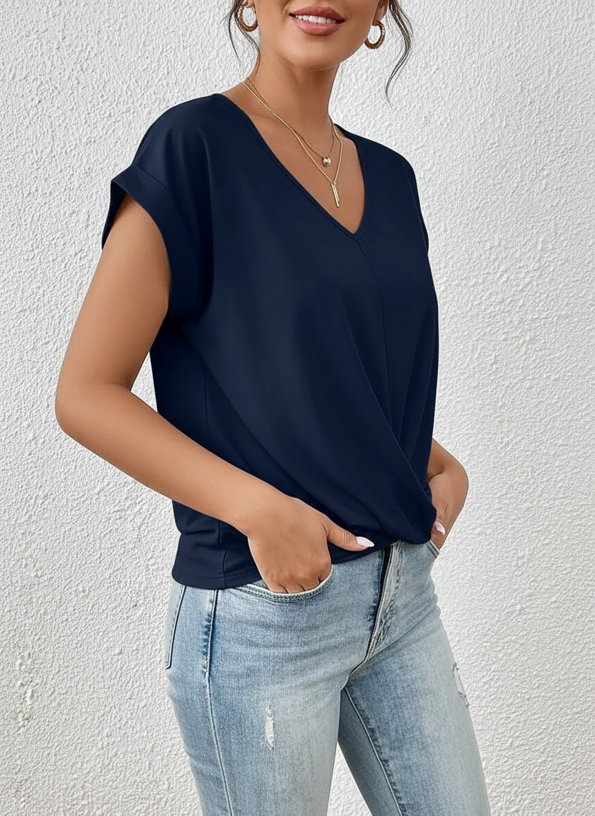 Vrouwen Top met Knoop Detail aan de Voorkant