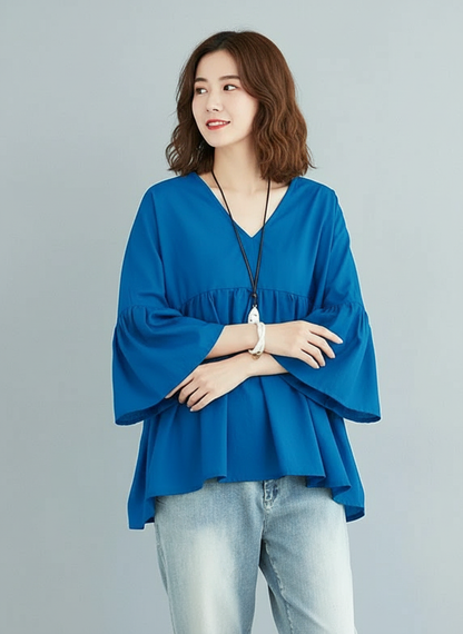 Dames Blouse Met Bel Mouwen Elegant