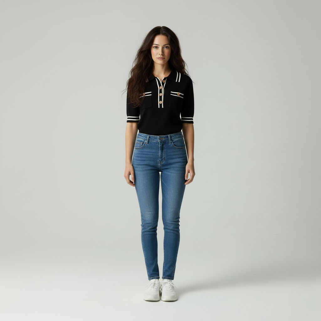 Dames Poloshirt met Contrastkleuren en Klassiek Design