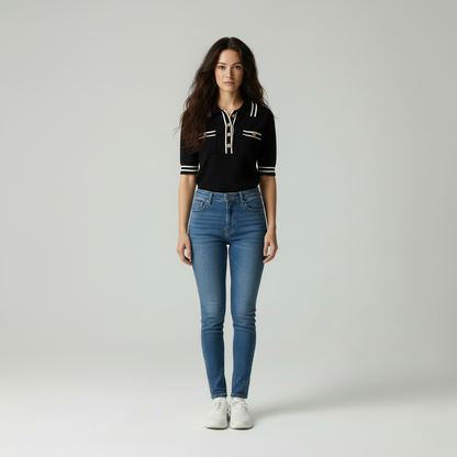 Dames Poloshirt met Contrastkleuren en Klassiek Design