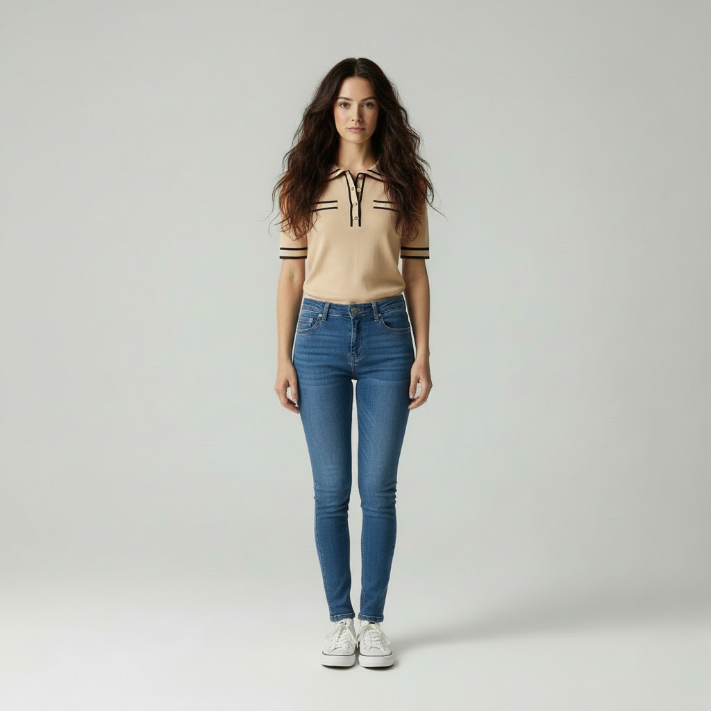 Dames Poloshirt met Contrastkleuren en Klassiek Design