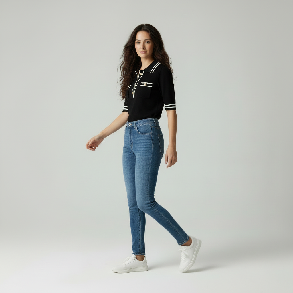 Dames Poloshirt met Contrastkleuren en Klassiek Design - StudioMarella
