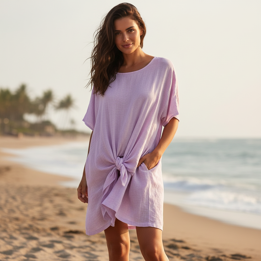 Dames Tuniekshirt Relaxte Pasvorm met Strikdetail