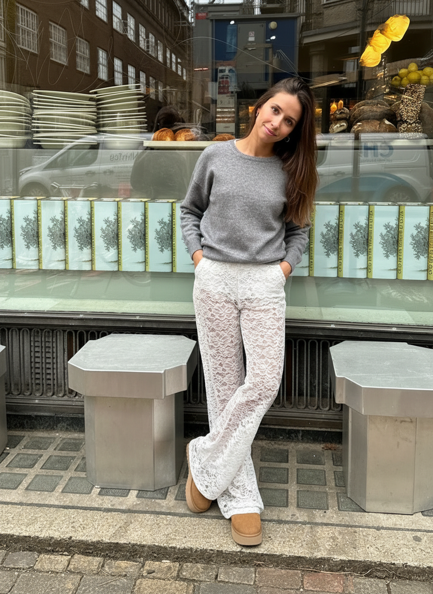 Dames Broek Transparante Bloemenkant Overlay Stijlvol - StudioMarella