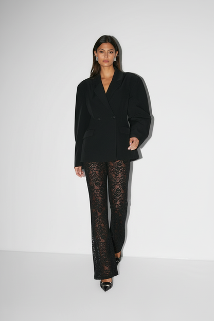 Dames Broek Transparante Bloemenkant Overlay Stijlvol