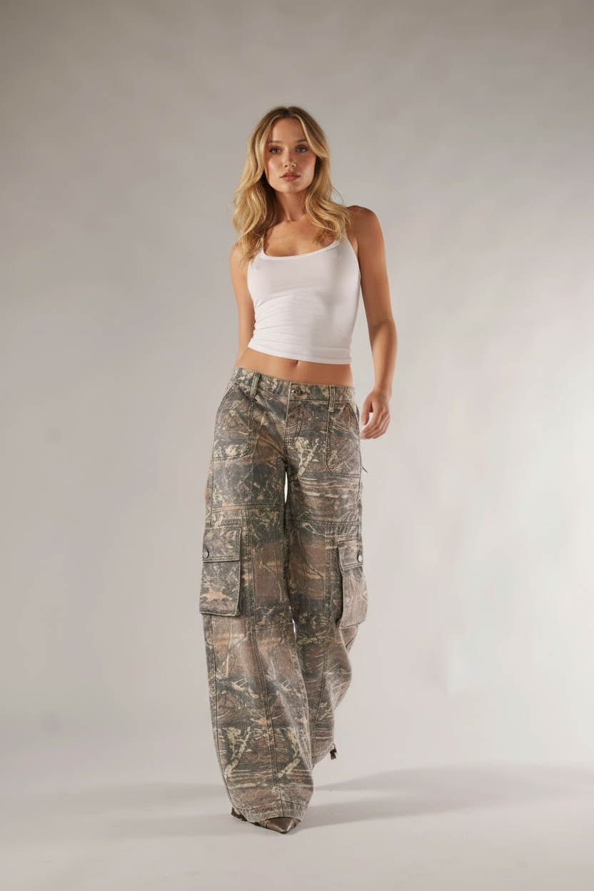 Cargo Broek met Camouflage Print en Veel Zakken voor Mannen