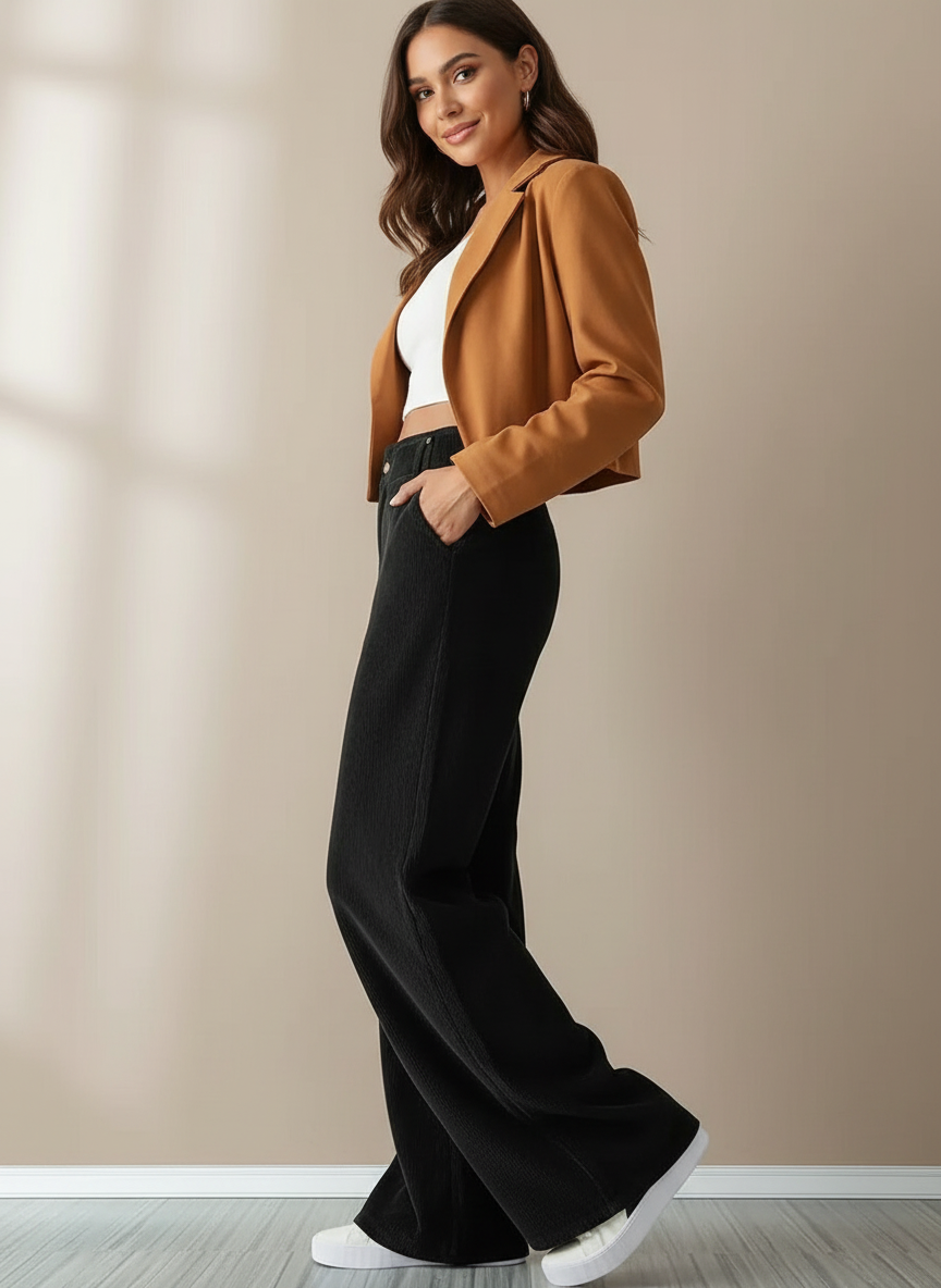 Dames Corduroy Broek Wijd Model Comfortabel