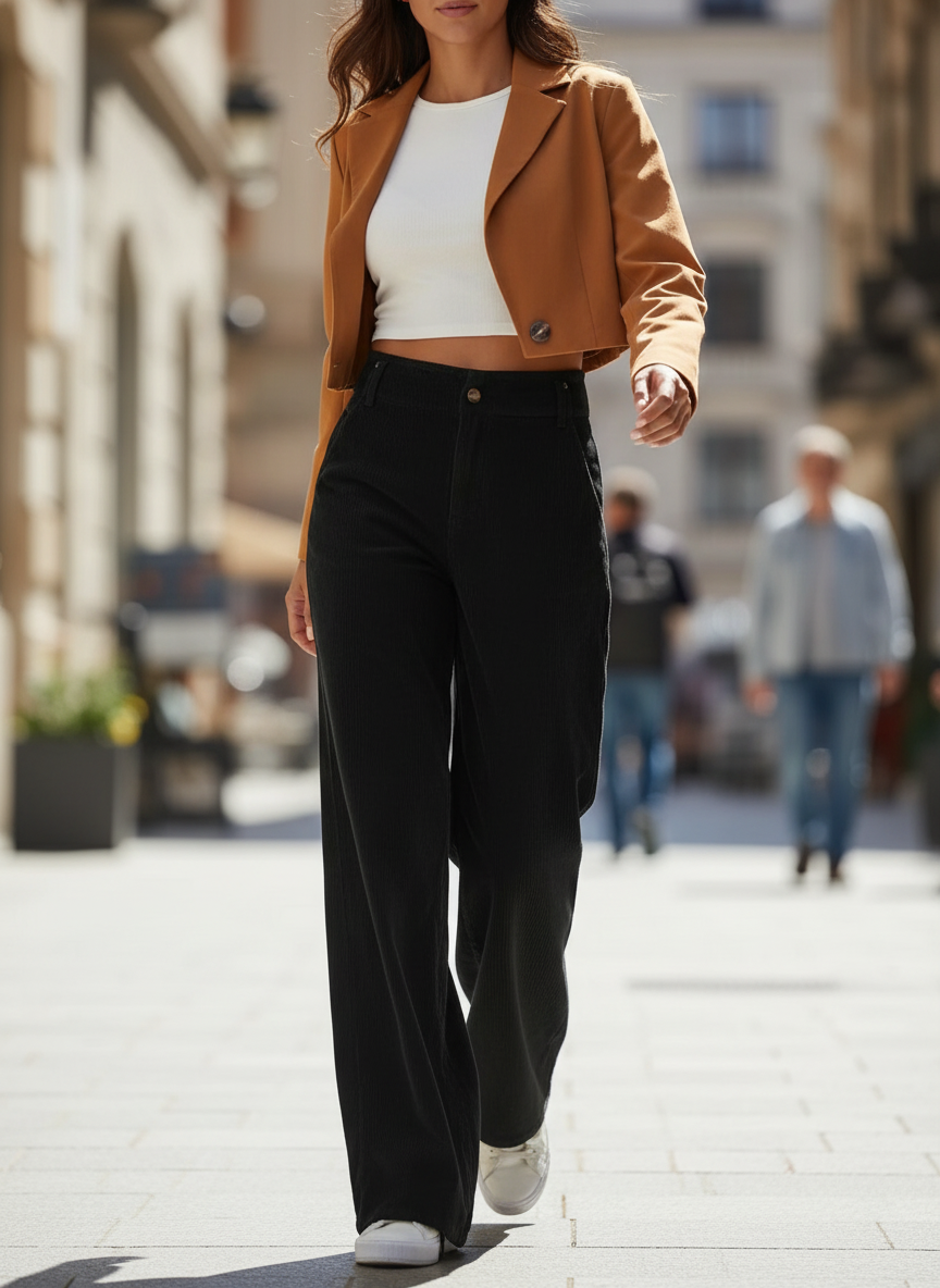 Dames Corduroy Broek Wijd Model Comfortabel - StudioMarella
