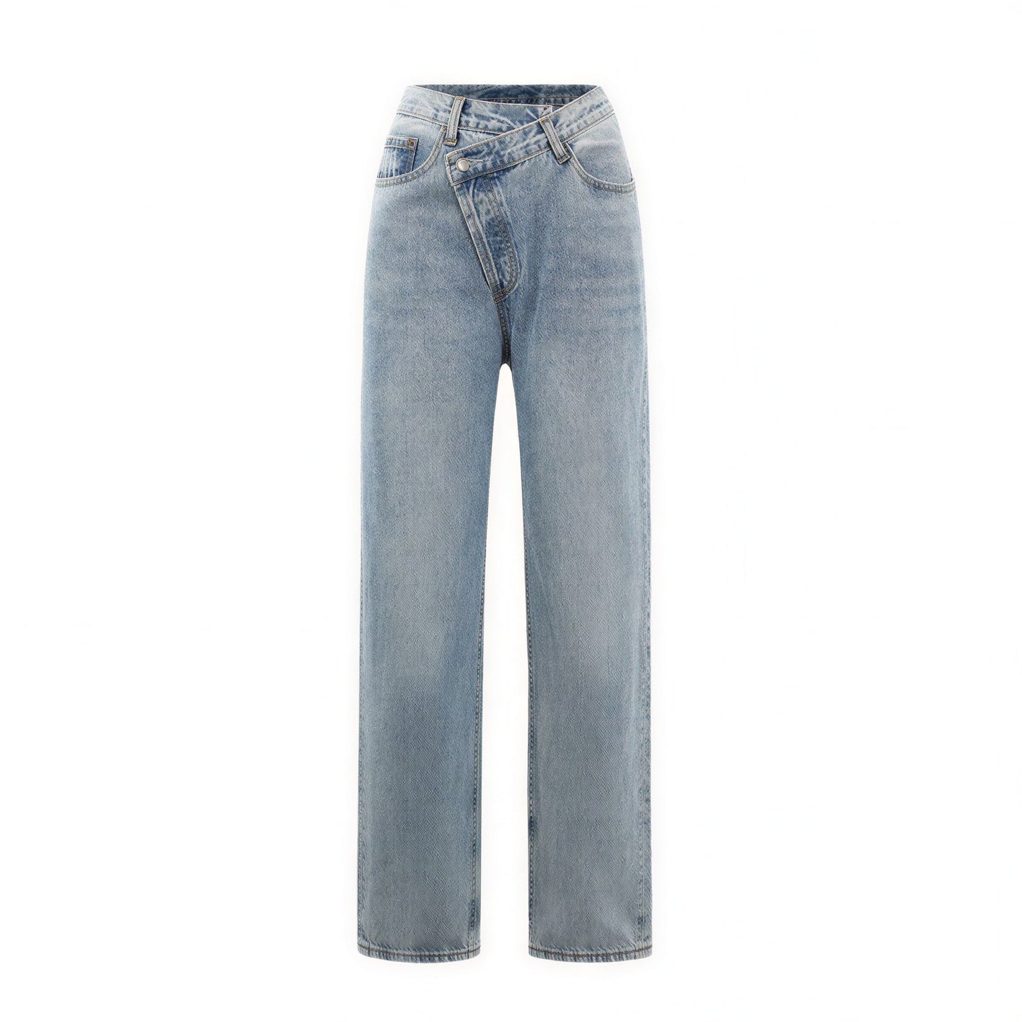 Dames Jeans met Crossover Tailleband Slank en Comfortabel