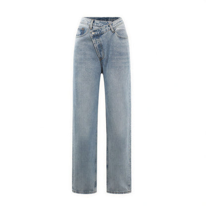 Dames Jeans met Crossover Tailleband Slank en Comfortabel
