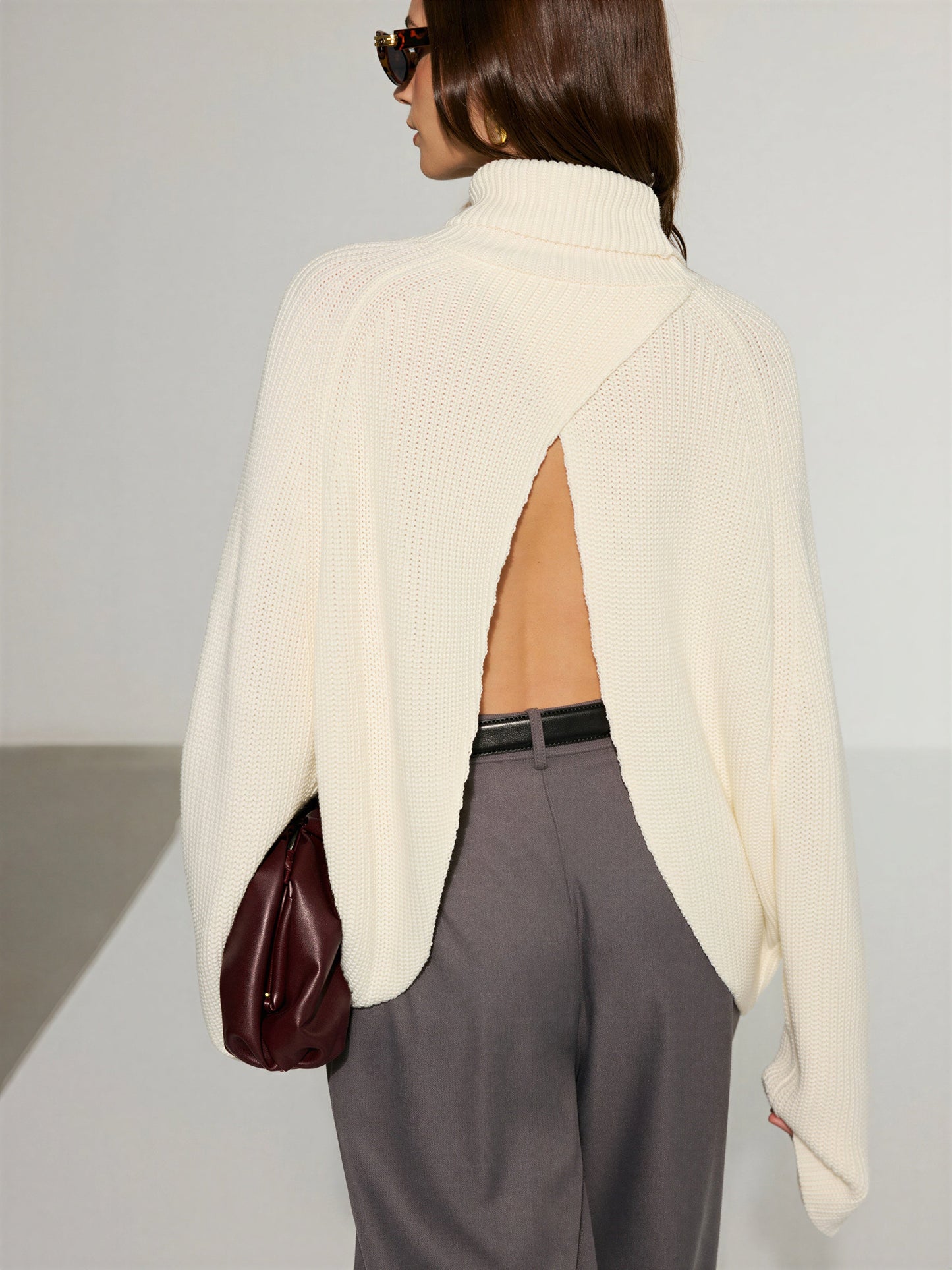 Vrouwen Trui Open Rug Modieuze Colhals