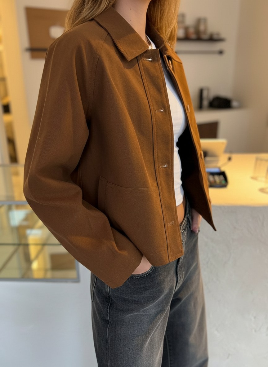 Jas voor Vrouw Cropped Suède Look Jonge Stijl