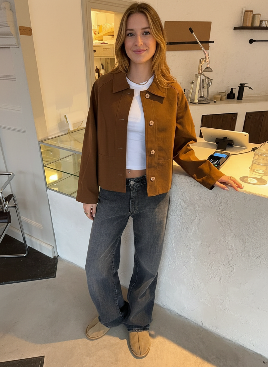 Jas voor Vrouw Cropped Suède Look Jonge Stijl