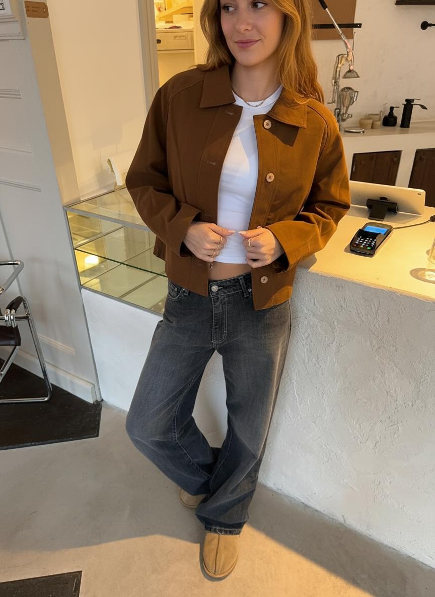 Jas voor Vrouw Cropped Suède Look Jonge Stijl