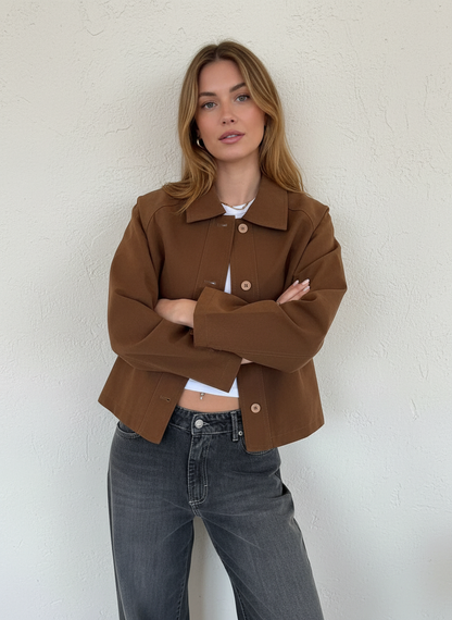 Jas voor Vrouw Cropped Suède Look Jonge Stijl - StudioMarella