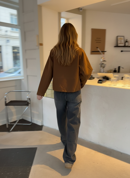 Jas voor Vrouw Cropped Suède Look Jonge Stijl