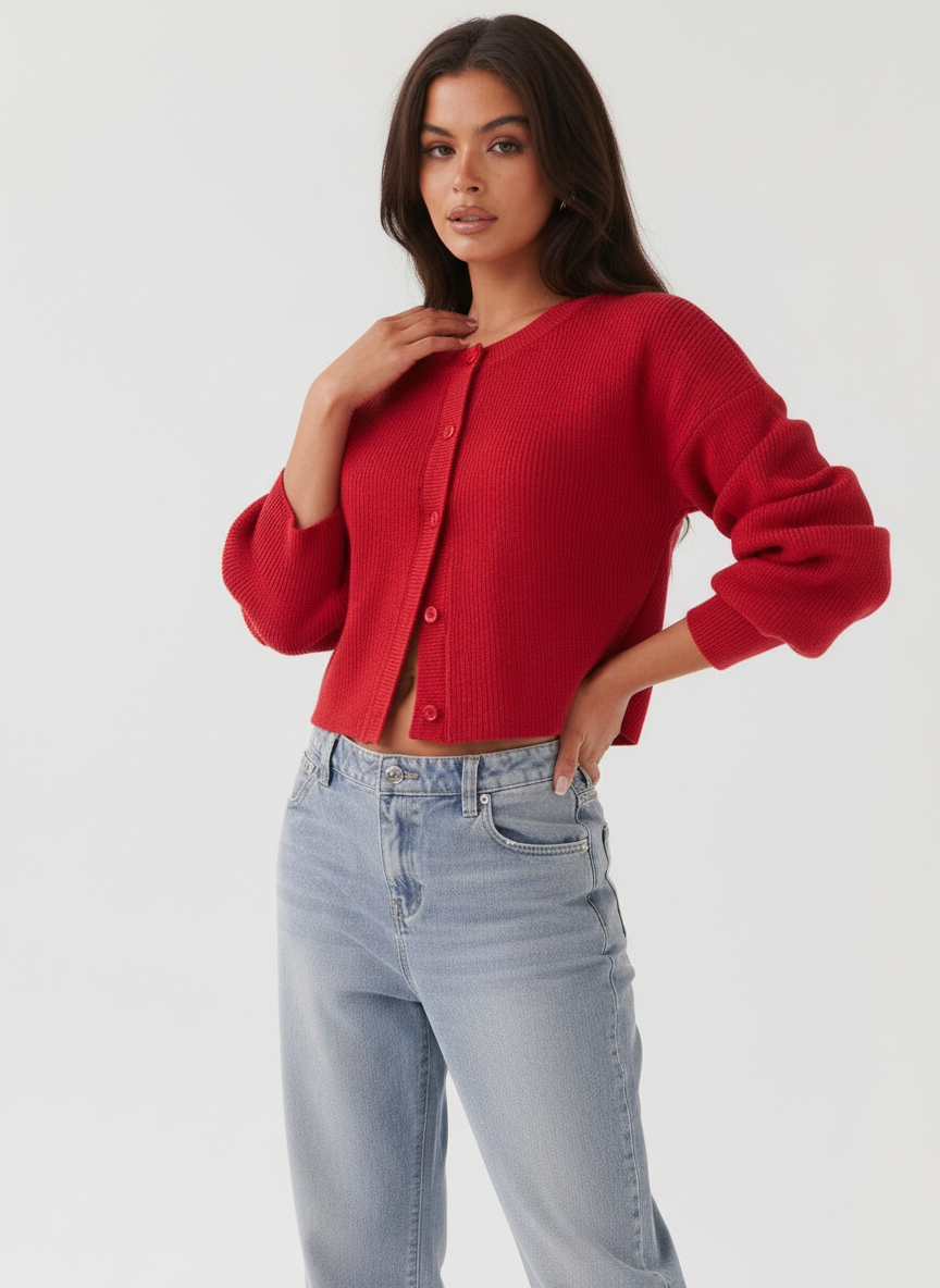 Vrouwen Cardigan Puffed sleeves Zacht en Stijlvol - StudioMarella
