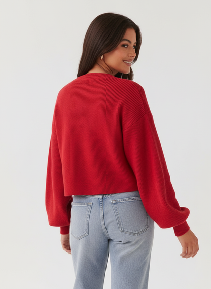 Vrouwen Cardigan Puffed sleeves Zacht en Stijlvol
