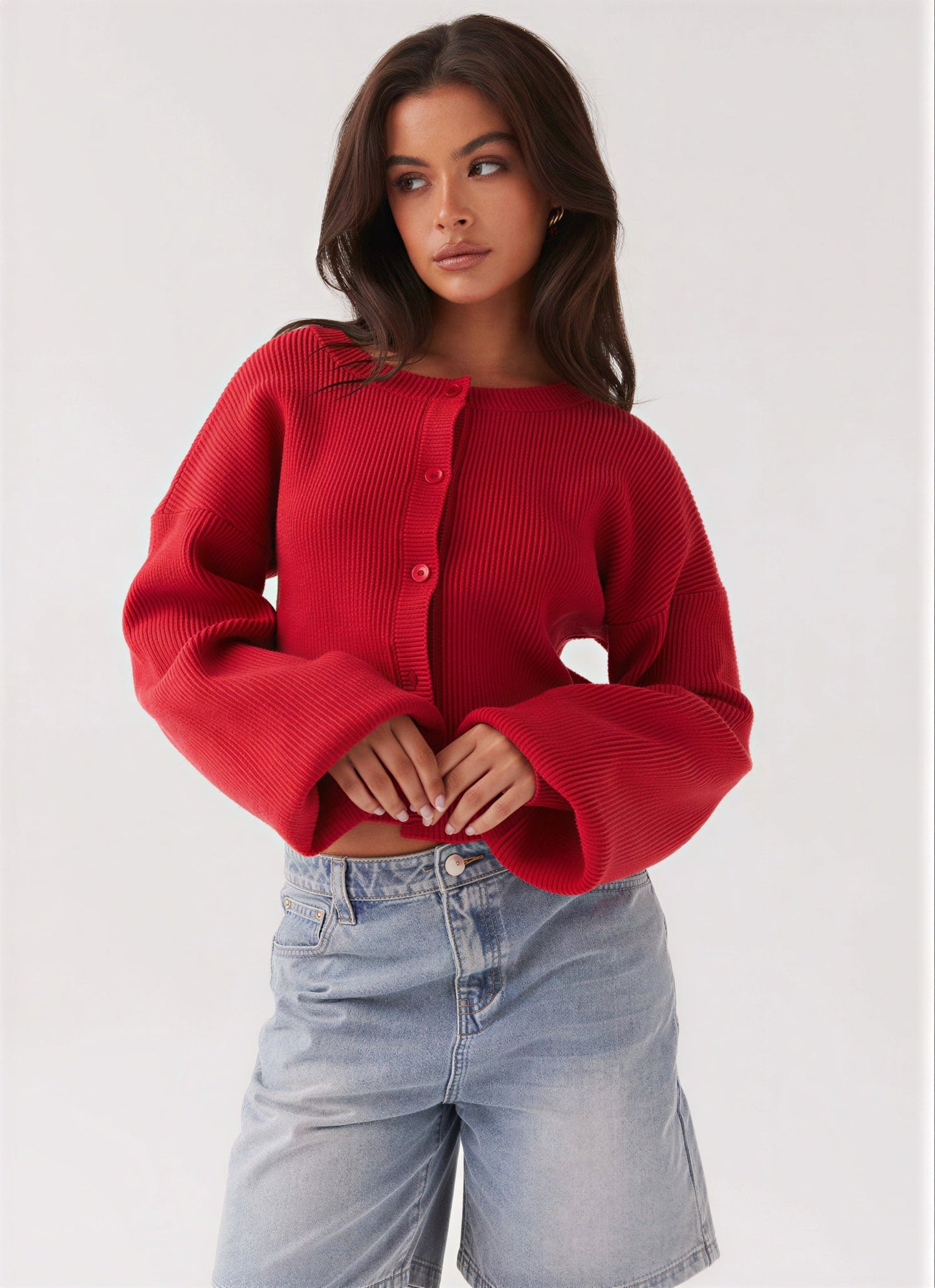 Vrouwen Cardigan Puffed sleeves Zacht en Stijlvol