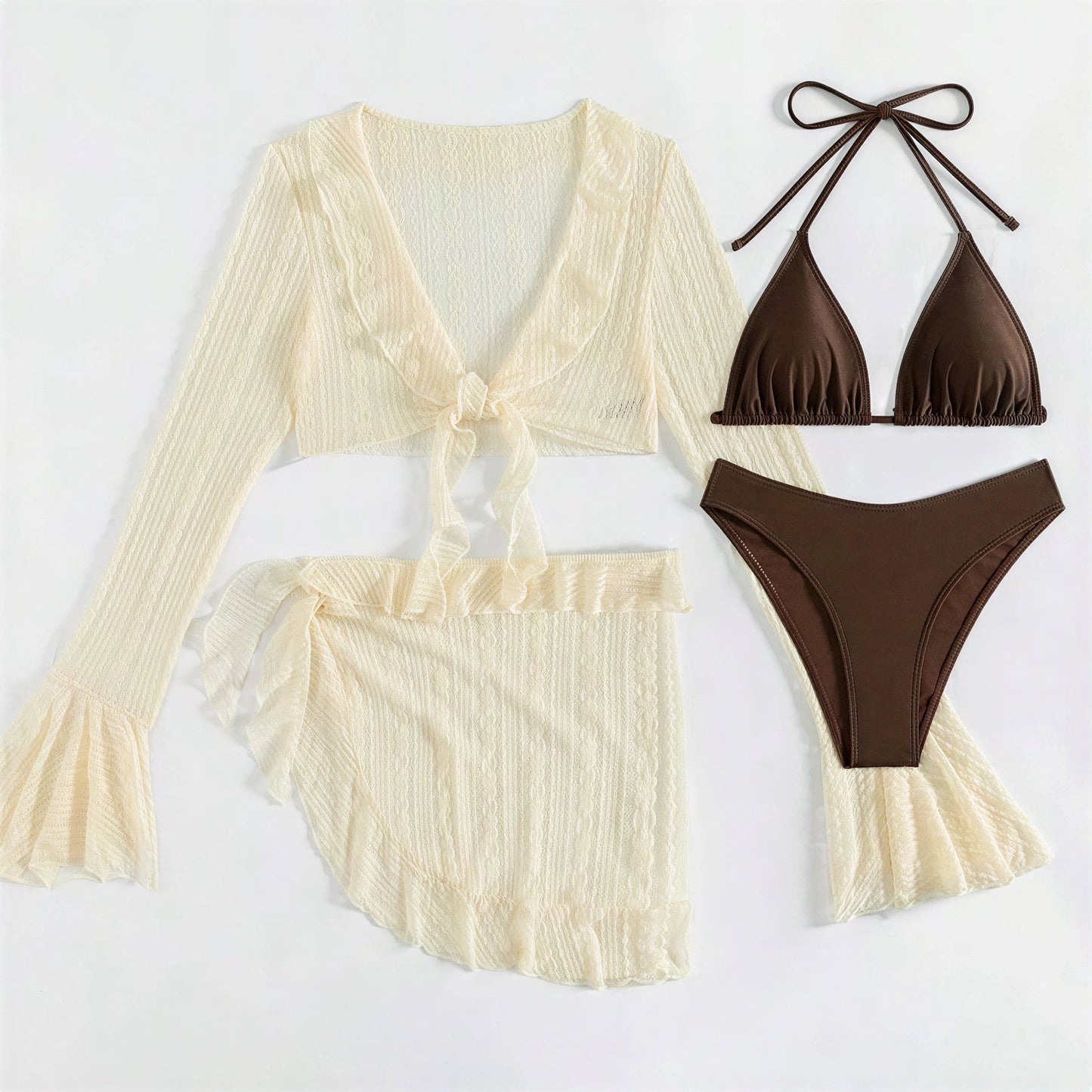 Dames Zwemkleding Set Ruches Doorschijnende Hoes