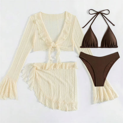 Dames Zwemkleding Set Ruches Doorschijnende Hoes