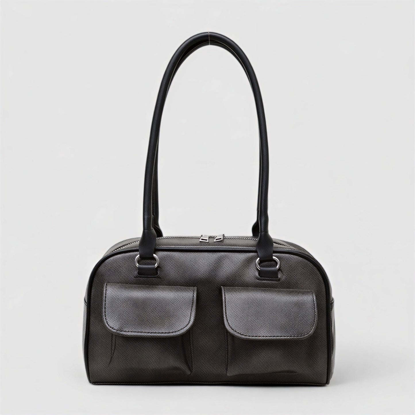 Vrouwen Schoudertas met Dubbele Klepzakken Leder Look