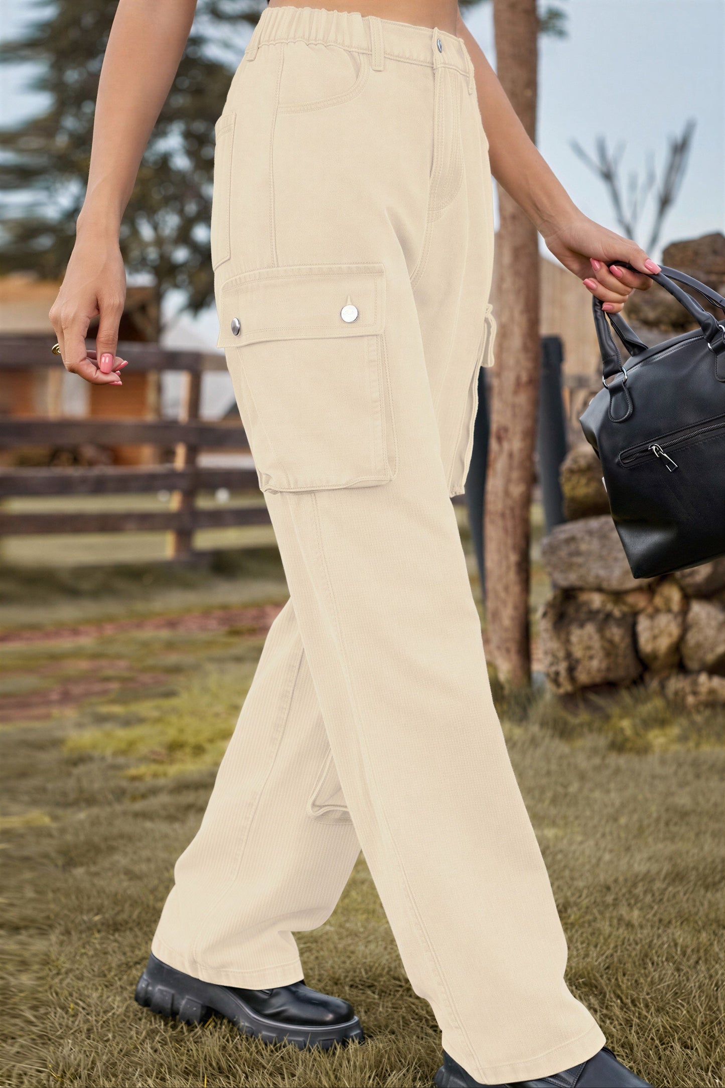Herense Cargo Broek Met Veel Opslagzakken Corduroy Stof