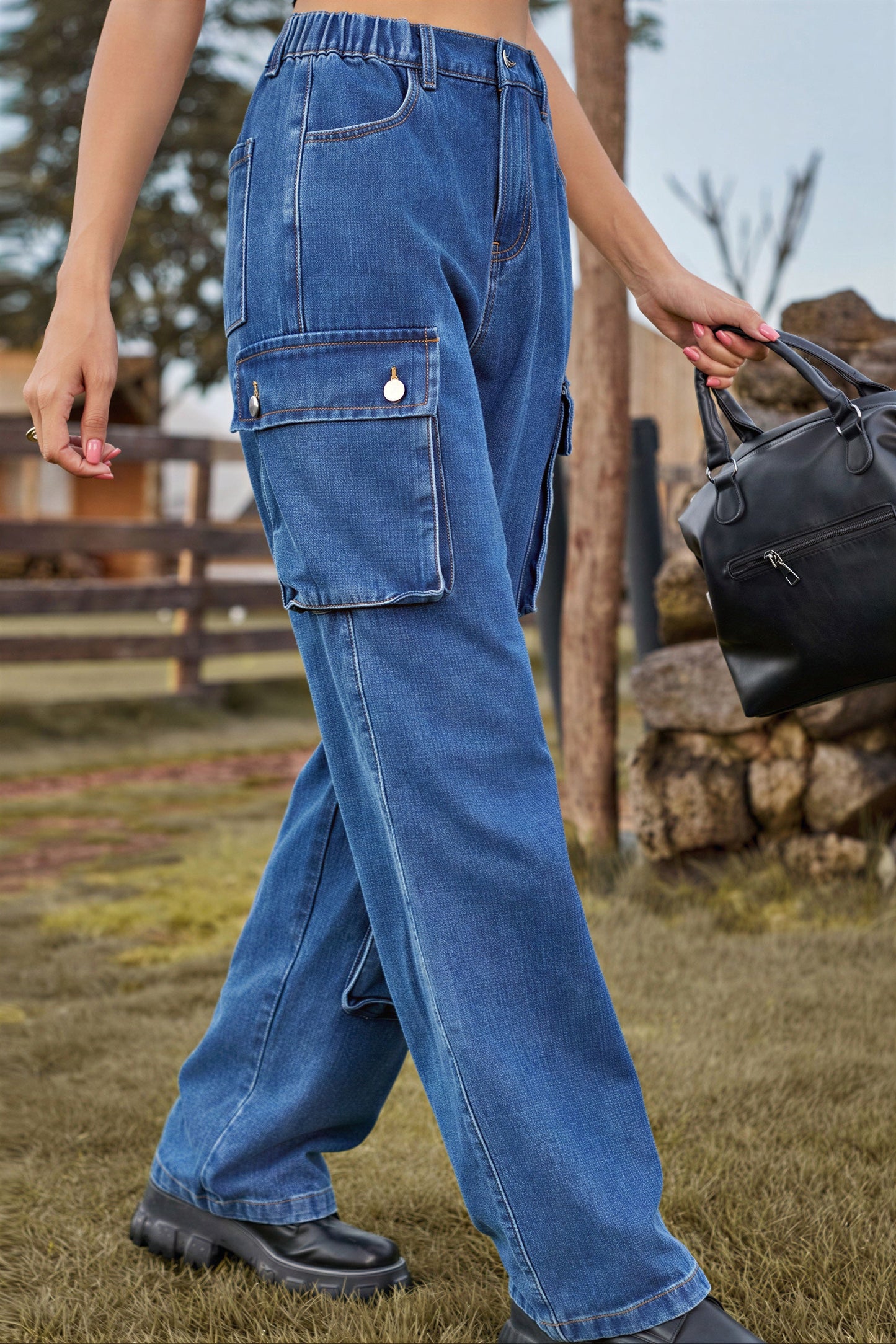 Herense Cargo Broek Met Veel Opslagzakken Corduroy Stof