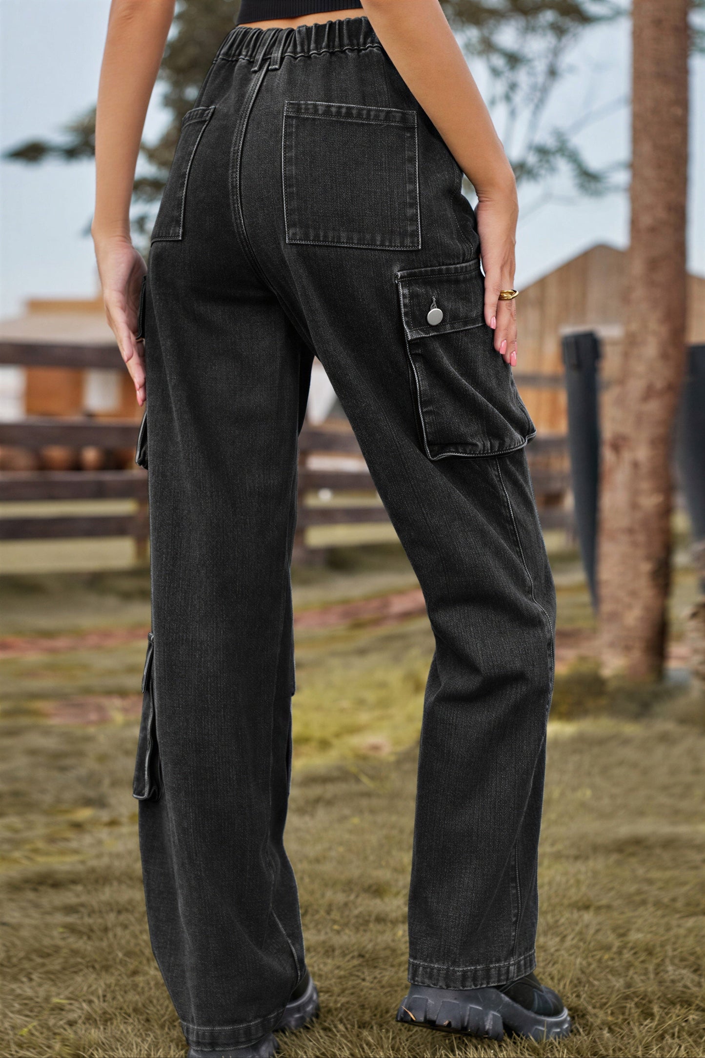 Herense Cargo Broek Met Veel Opslagzakken Corduroy Stof