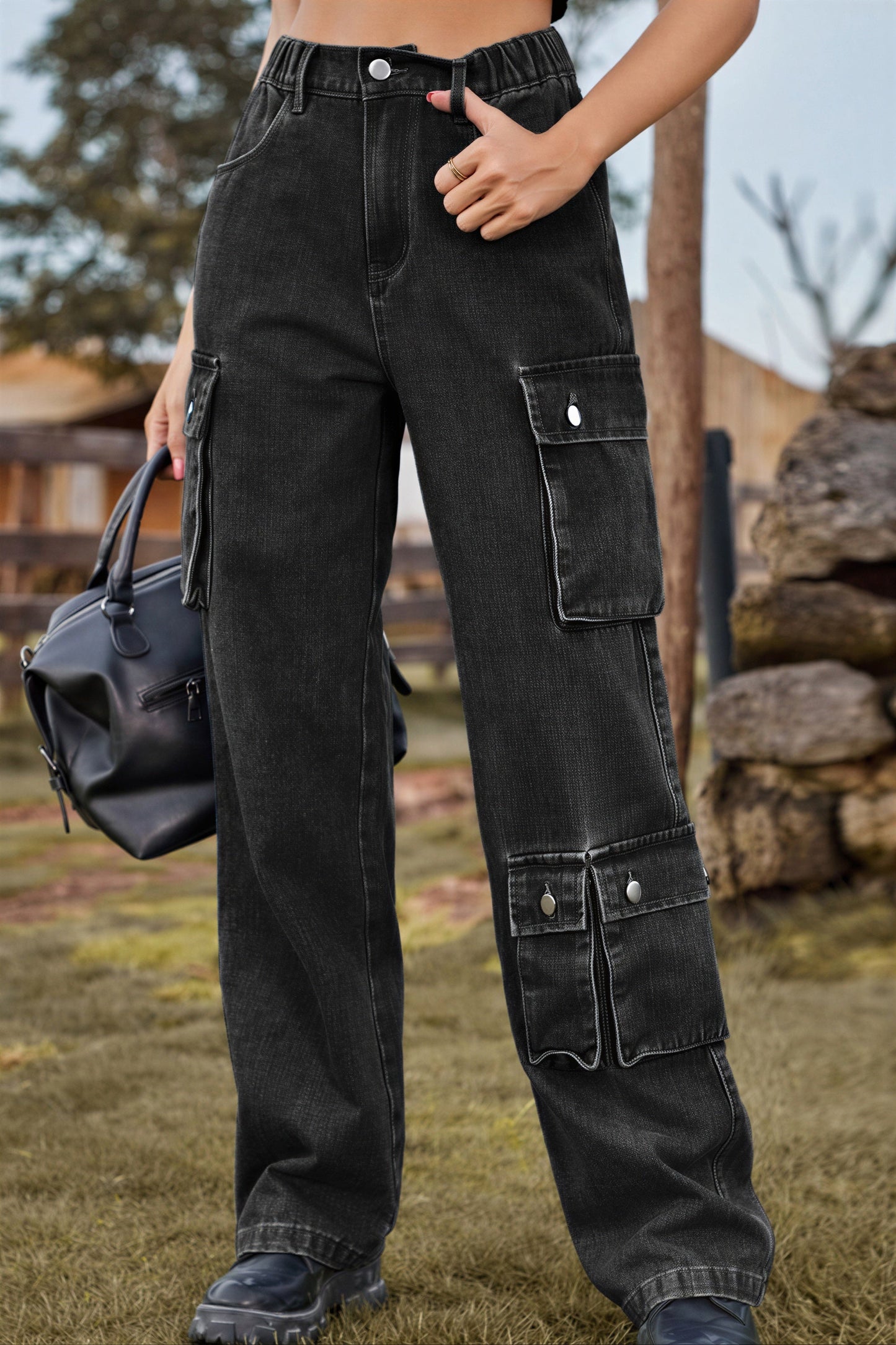 Herense Cargo Broek Met Veel Opslagzakken Corduroy Stof