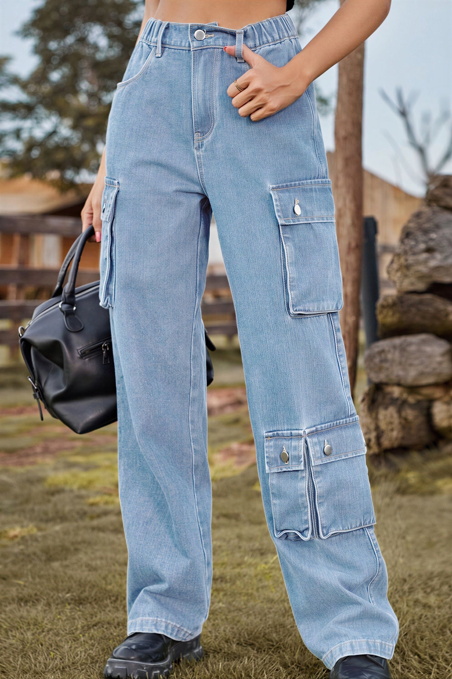 Herense Cargo Broek Met Veel Opslagzakken Corduroy Stof