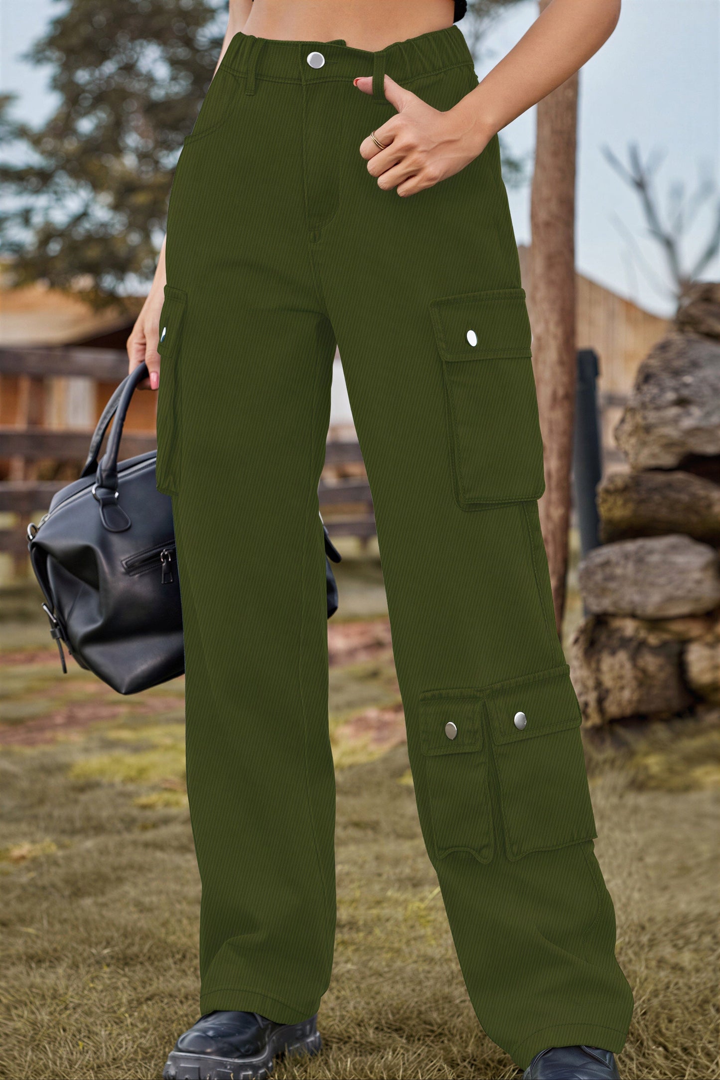 Herense Cargo Broek Met Veel Opslagzakken Corduroy Stof