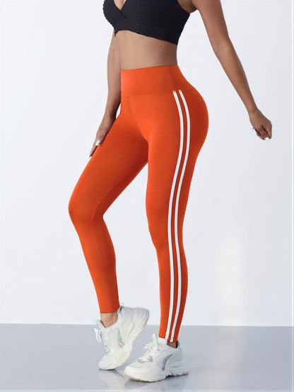 Fitness Legging met Dubbele Witte Strepen voor Vrouwen