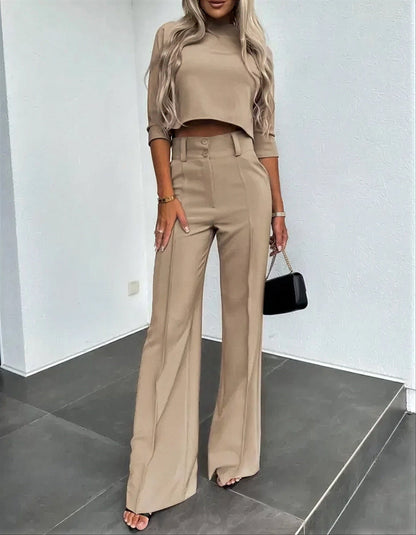 Vrouwen High Waist Broek met Bijpassende Top