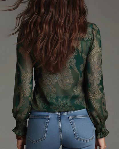 Vrouwelijke Doorzichtige Blouse met Rits en Plooien