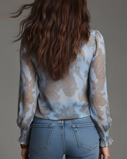 Vrouwelijke Doorzichtige Blouse met Rits en Plooien