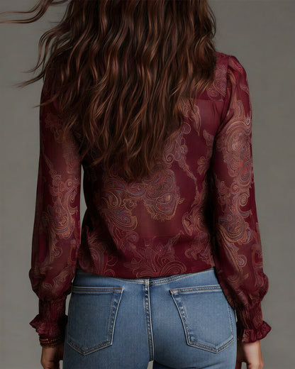 Vrouwelijke Doorzichtige Blouse met Rits en Plooien