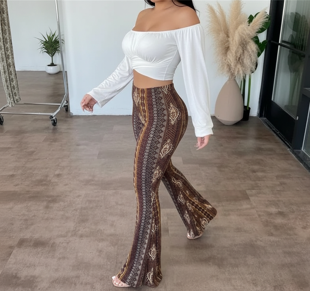 Vrouwelijke Wijdvallende Broek Bohemian Print