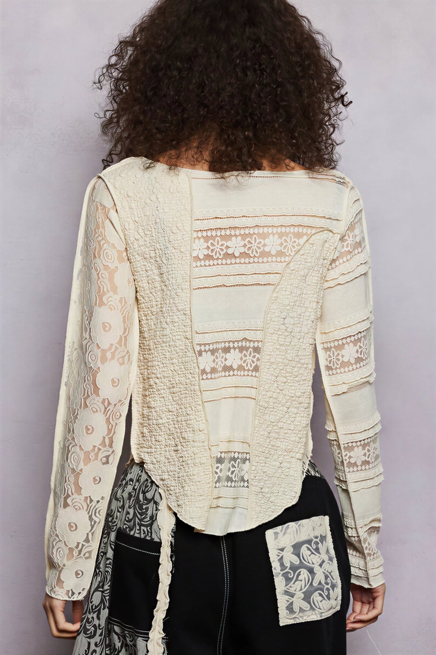 Vrouwen Blouse met Plooitjes en Kanten Patroon