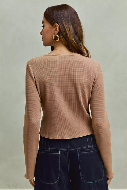 Vrouwelijke Gebreide Top met Open Knit Detail