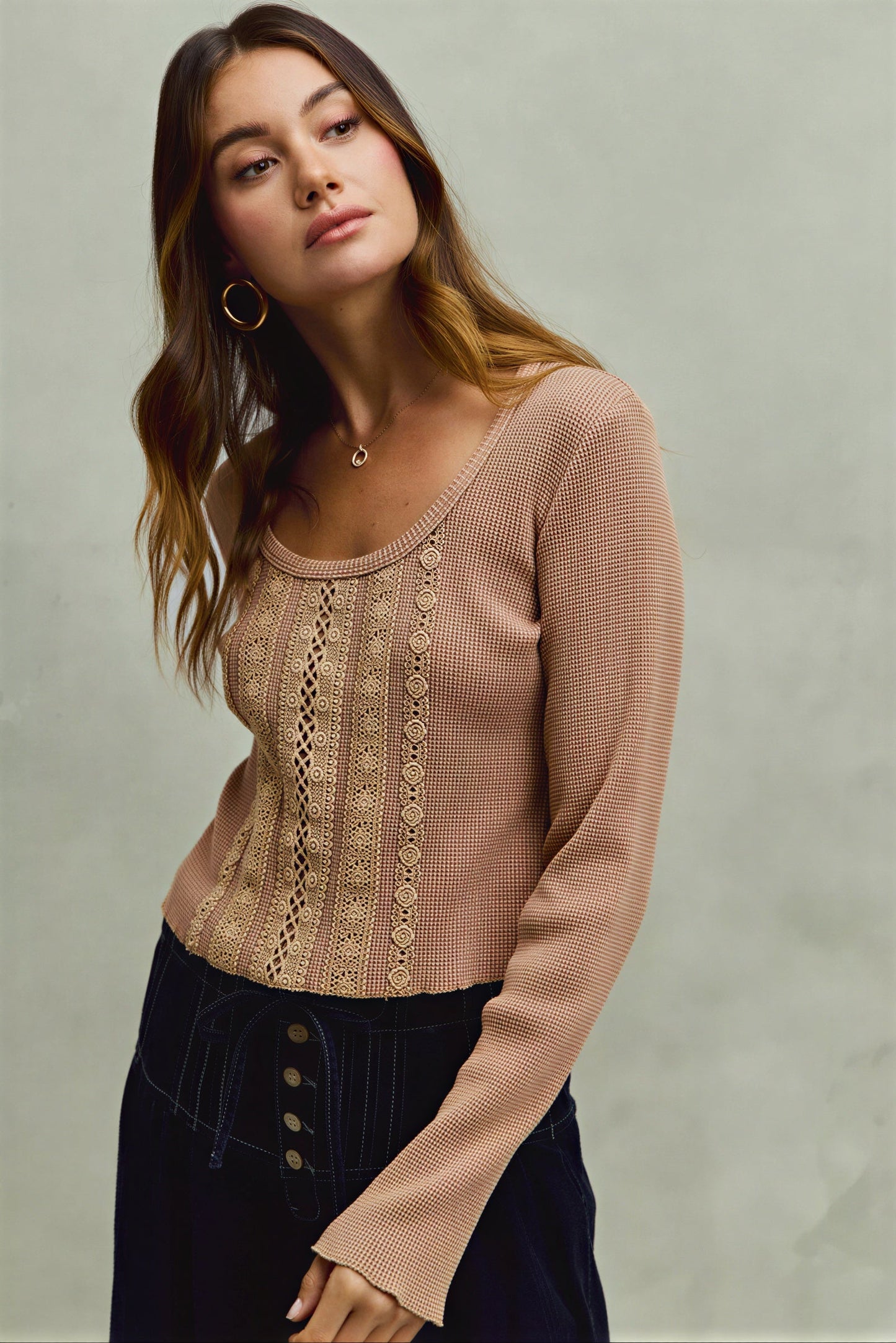 Vrouwelijke Gebreide Top met Open Knit Detail - StudioMarella