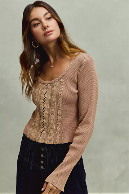 Vrouwelijke Gebreide Top met Open Knit Detail - StudioMarella