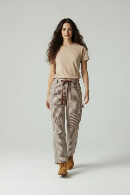Vrouwelijke Broek met Lussen en Patchwork Details - StudioMarella