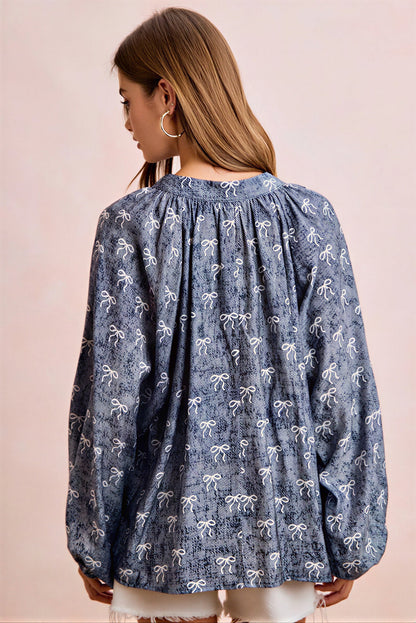 Vrouwelijke Blouse met Strikprint en Striknek Detail