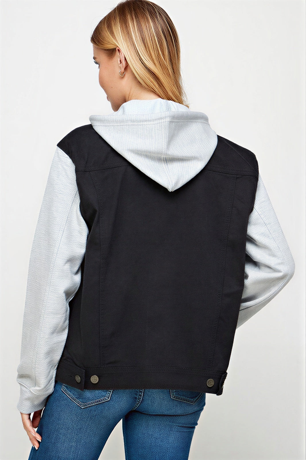 Dames Jacket met Contrasterende Mouwen en Kap