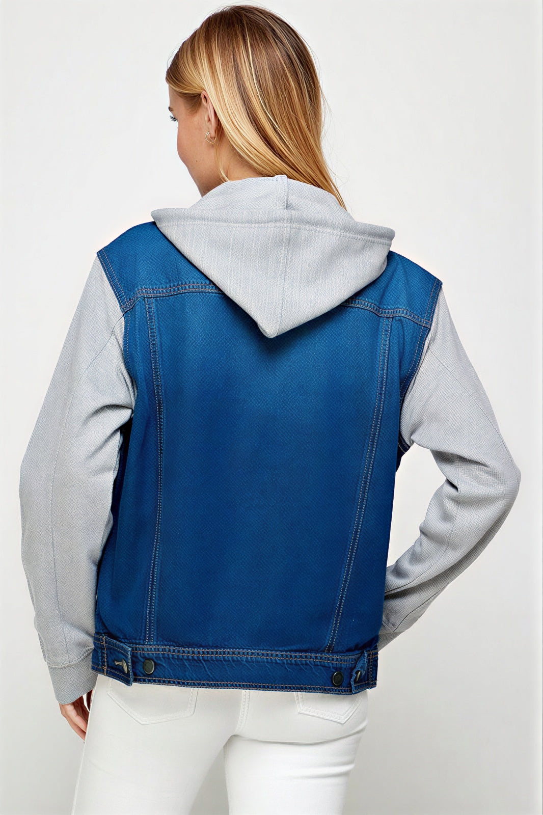 Dames Jacket met Contrasterende Mouwen en Kap