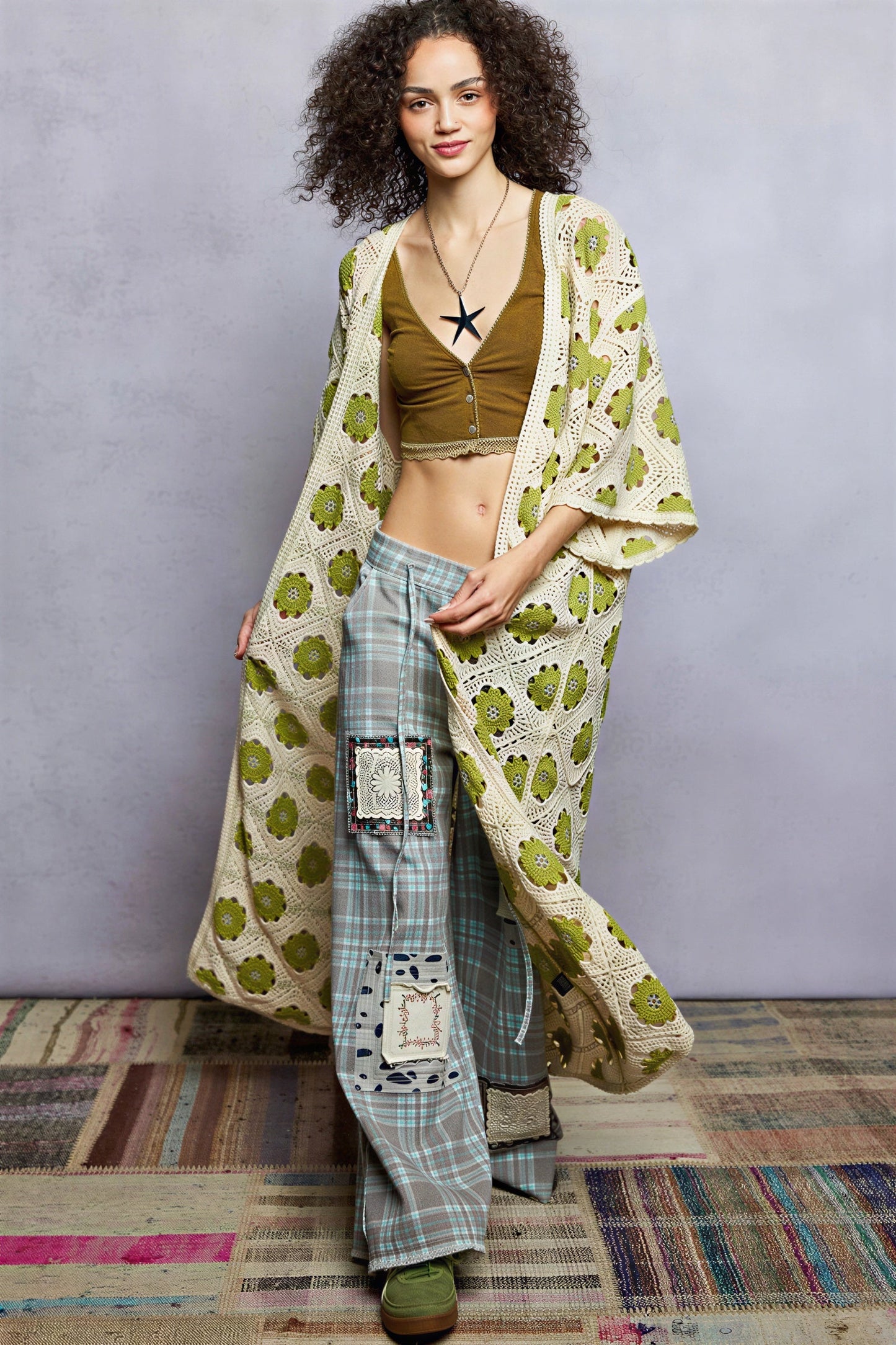 Vrouwelijke Duster Jurk Bohemien Stijl Bloempatroon