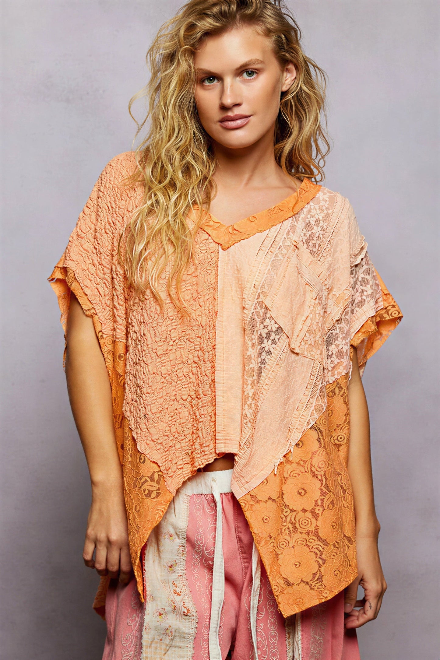 Vrouwen Tuniek Patchwork Kant Mooi Design