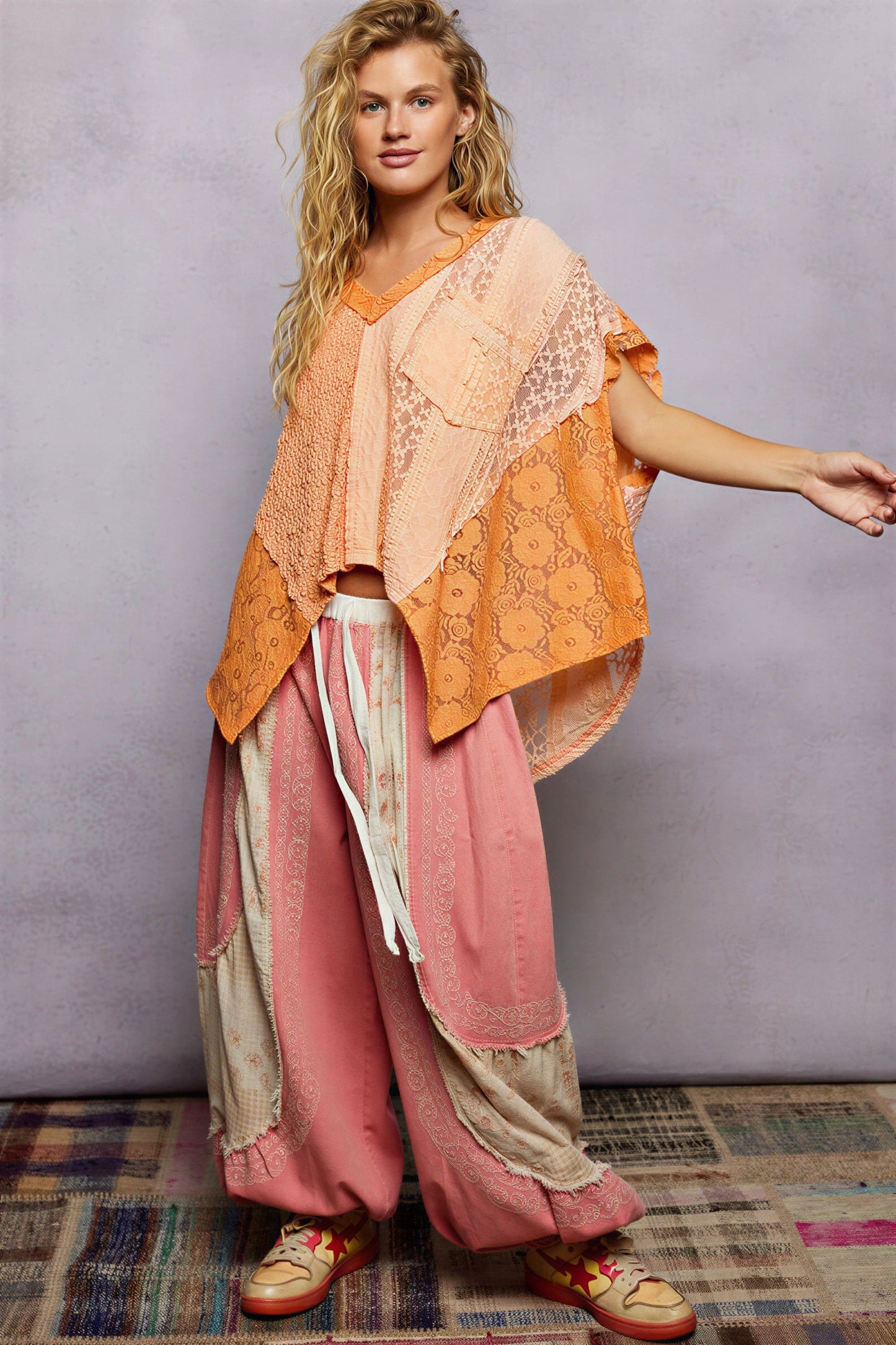 Vrouwen Tuniek Patchwork Kant Mooi Design - StudioMarella
