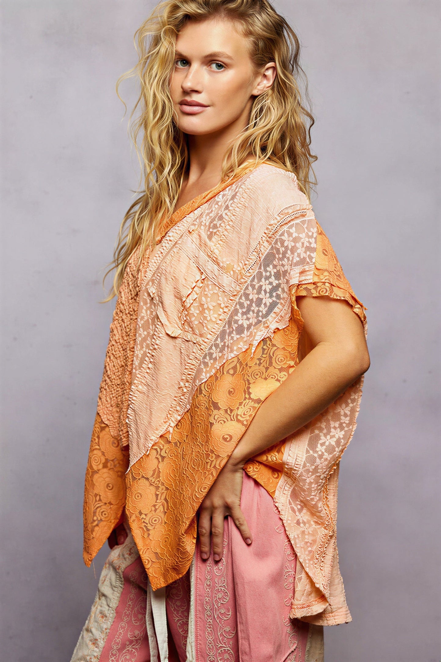 Vrouwen Tuniek Patchwork Kant Mooi Design